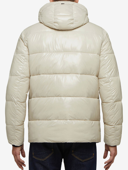 Geox Cremefarbene Herren-Steppwinterjacke mit Kapuze Geox Sile