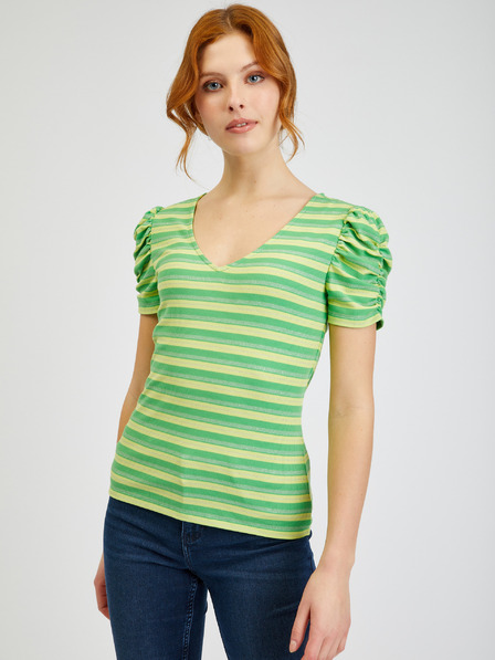 Orsay Gelb und grün gestreiftes Damen-T-Shirt ORSAY