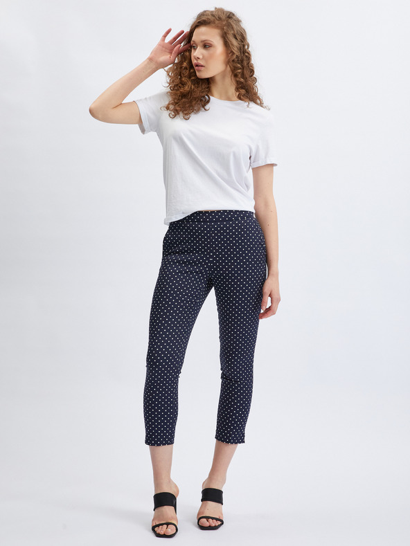 Orsay Dunkelblaue dreiviertellange Damen-Tupfenhose ORSAY