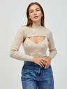 Jacqueline de Yong JDY Sibba beige gerippter Pullover/Top 2in1