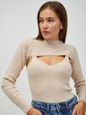 Jacqueline de Yong JDY Sibba beige gerippter Pullover/Top 2in1