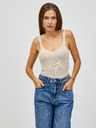Jacqueline de Yong JDY Sibba beige gerippter Pullover/Top 2in1