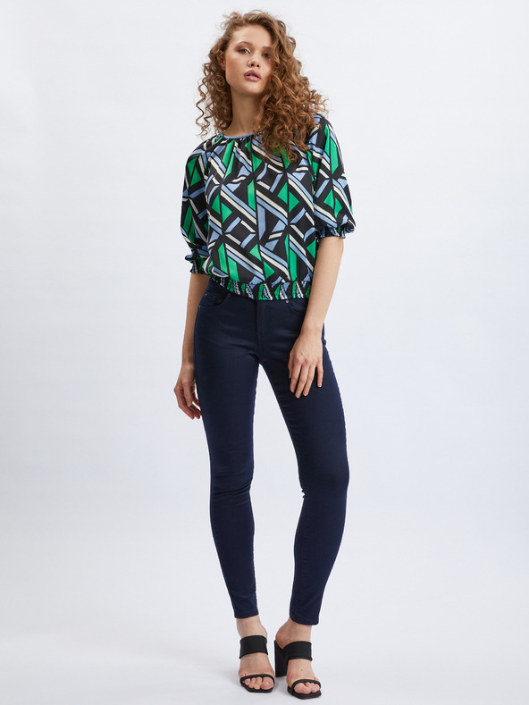 Orsay Schwarz-grün gemusterte Damenbluse ORSAY