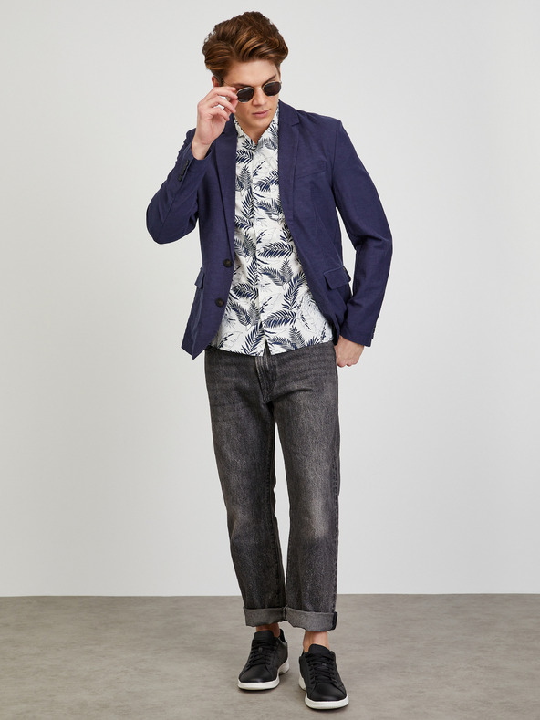 ZOOT.lab Cremefarbenes gemustertes Herren-Kurzarmhemd ZOOT.lab Darrel