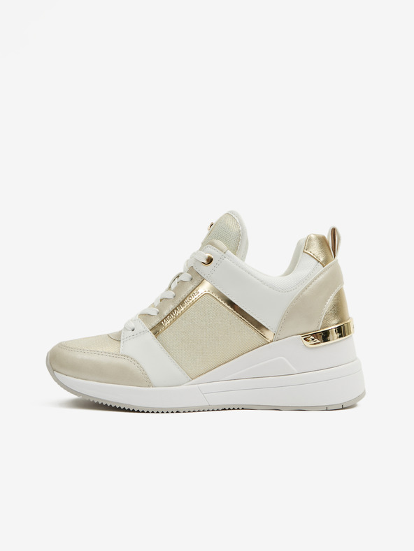 Michael Kors Weiß und beige Damen Leder Knöchel Turnschuhe Michael Kors Georgie