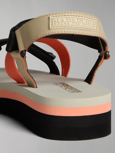 Napapijri Schwarz und orange Damen Sandalen NAPAPIJRI