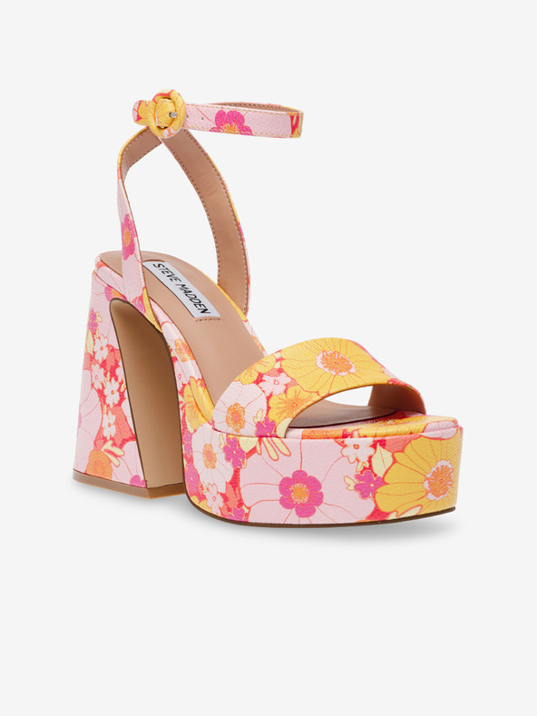 Steve Madden Orangefarbene und rosa Damen-Sandalen mit Absatz Steve Madden