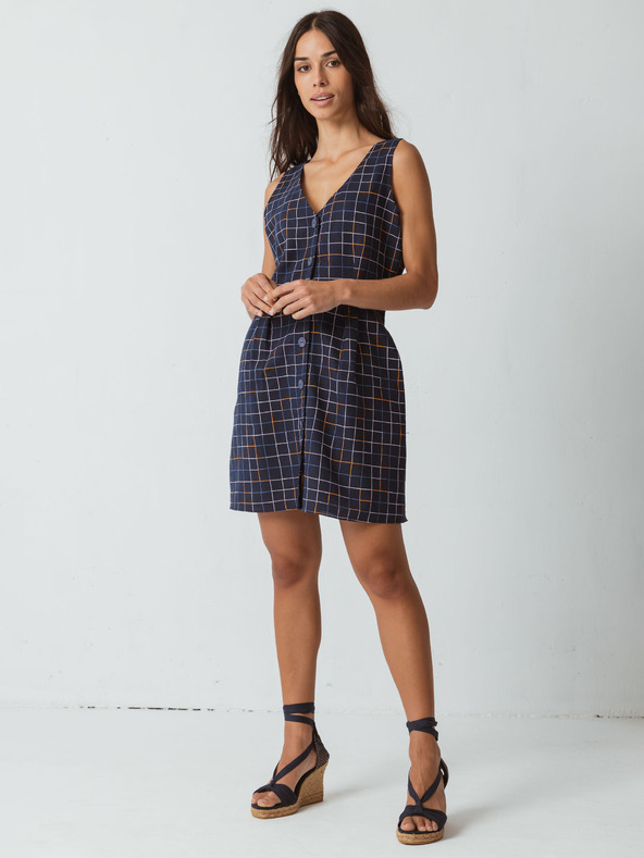 SKFK SKFK Leize Dunkelblau Damen Kariertes Kleid