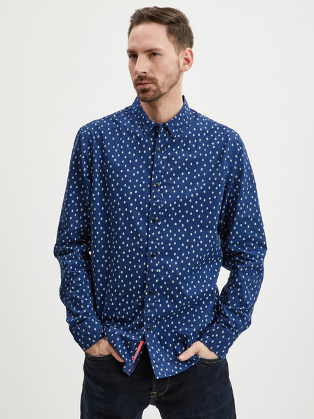 Scotch & Soda Dunkelblau gemustertes Herrenhemd Scotch & Soda
