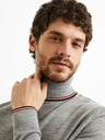 Celio Grauer Herren-Rollkragenpullover mit Wollmischung Celio Deblack