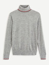 Celio Grauer Herren-Rollkragenpullover mit Wollmischung Celio Deblack