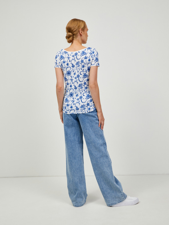 Orsay Blau-weißes gemustertes T-Shirt ORSAY