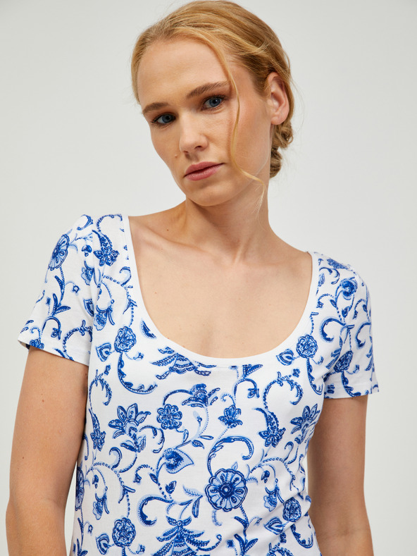 Orsay Blau-weißes gemustertes T-Shirt ORSAY