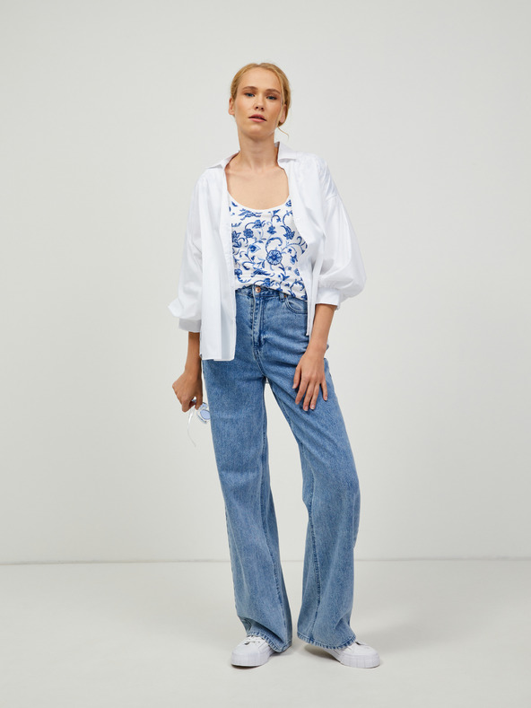 Orsay Blau-weißes gemustertes T-Shirt ORSAY