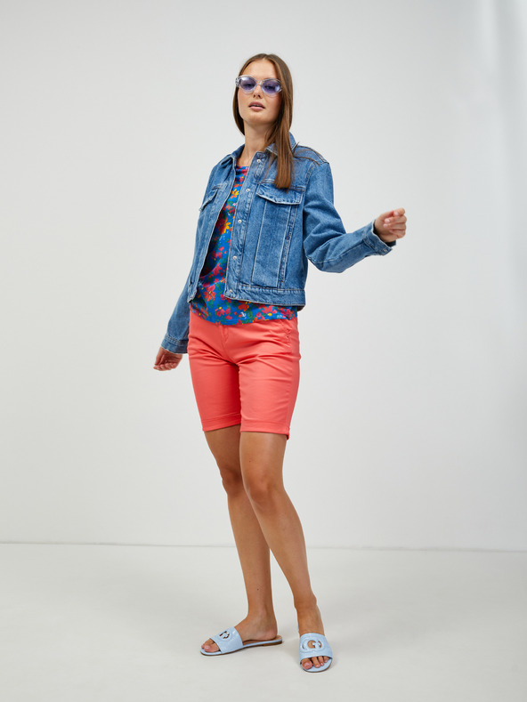 Orsay Rot-blaues T-Shirt mit Blumenmuster ORSAY