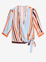 Orsay Blau-orange gestreifte Wickelbluse mit Dreiviertel-Ärmeln ORSAY