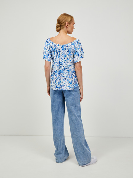 Orsay Weiß-blaue geblümte Bluse ORSAY