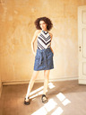 Orsay Blau gestreifte kurze Jeansrock mit Bindung ORSAY