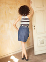 Orsay Blau gestreifte kurze Jeansrock mit Bindung ORSAY