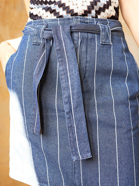 Orsay Blau gestreifte kurze Jeansrock mit Bindung ORSAY
