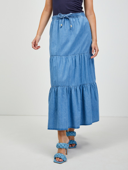 Orsay Blauer Maxirock aus Denim mit Rüschen ORSAY