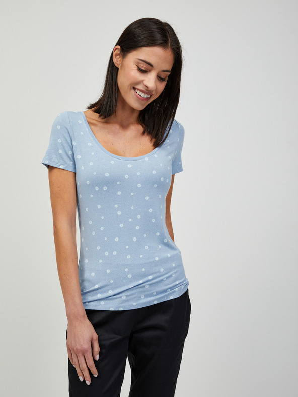 Orsay Hellblaues T-Shirt mit Blumenmuster ORSAY