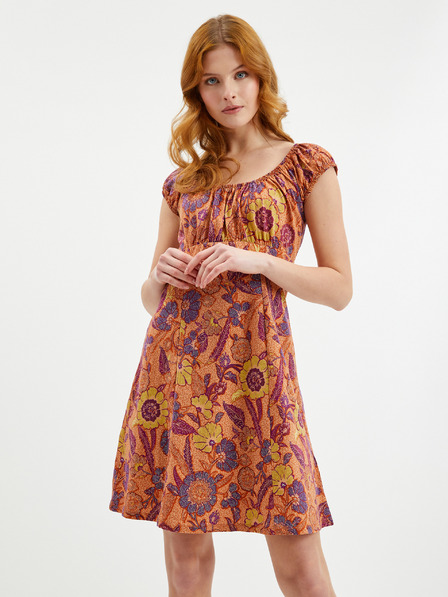 Orsay Orangefarbenes Damen Blumenkleid ORSAY