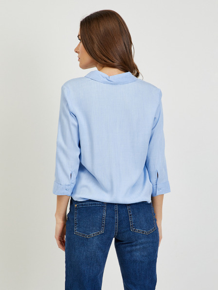 Orsay Hellblaue Damenbluse mit Knoten von ORSAY