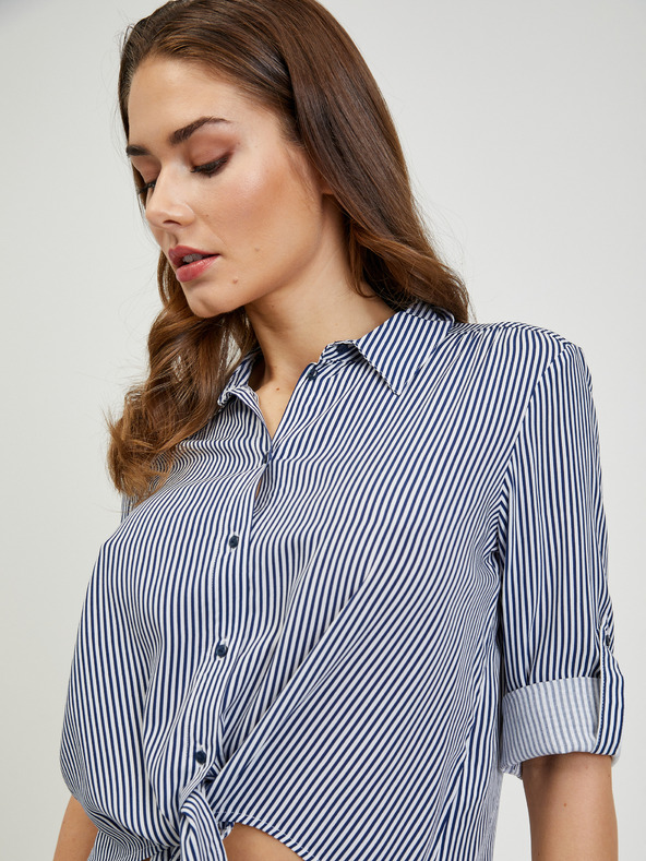 Orsay Weiß-blau gestreiftes Damenhemd mit Knoten ORSAY
