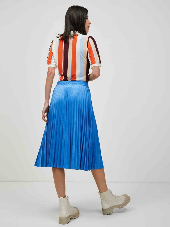 Orsay Orange-cremefarbener leichter gestreifter Pullover mit kurzen Ärmeln