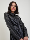 Orsay Schwarzes Damen Midikleid Kunstleder ORSAY