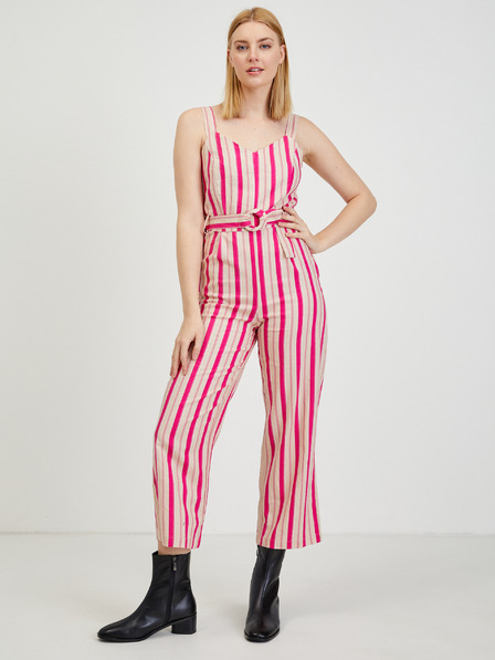 Orsay Beiger-rosafarbener Damen Leinen Overall ORSAY Los Angeles