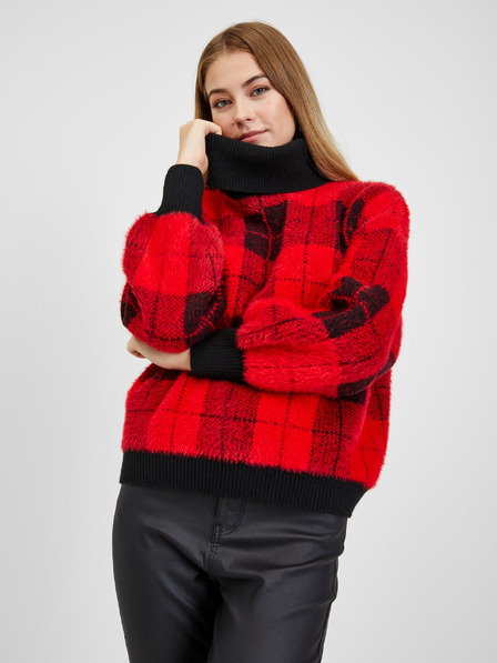 Orsay Schwarz-rot karierter Damenpullover ORSAY
