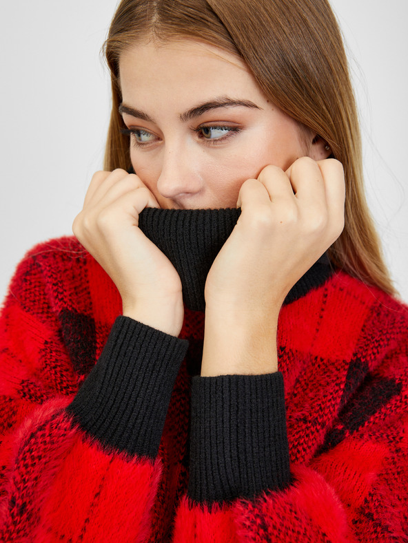 Orsay Schwarz-rot karierter Damenpullover ORSAY