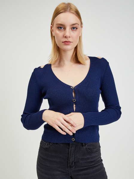 Orsay Dunkelblaue Damenstrickjacke mit Ausschnitten ORSAY