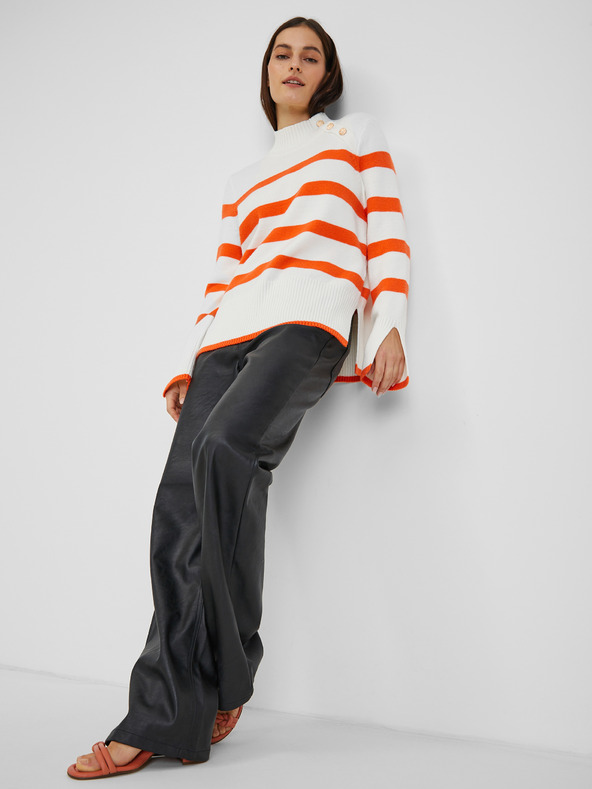 Orsay Orange-weißer gestreifter Damen Pullover ORSAY