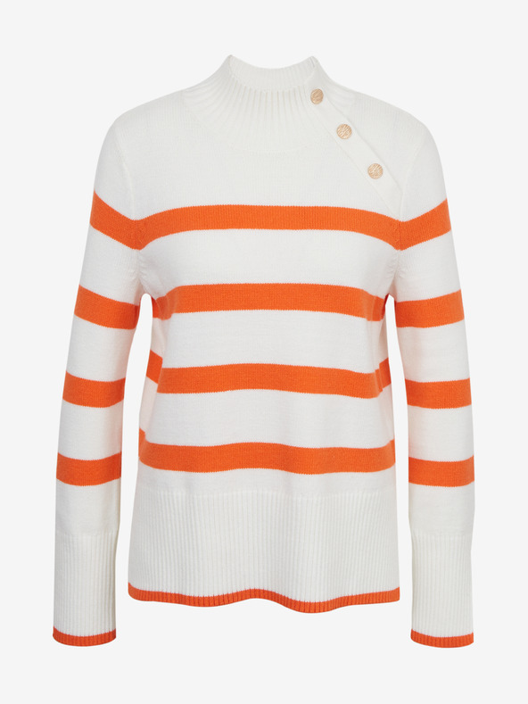 Orsay Orange-weißer gestreifter Damen Pullover ORSAY