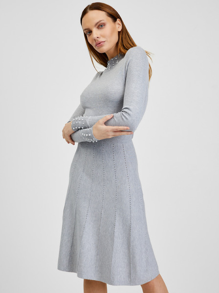 Orsay Hellgraues Damenkleid mit dekorativen Details ORSAY