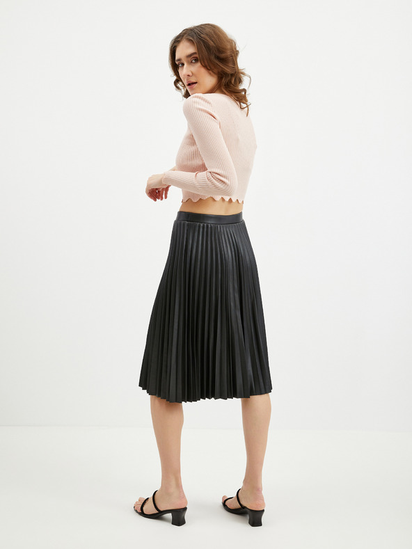 Orsay Schwarzer Damen Kunstleder-Faltenrock ORSAY