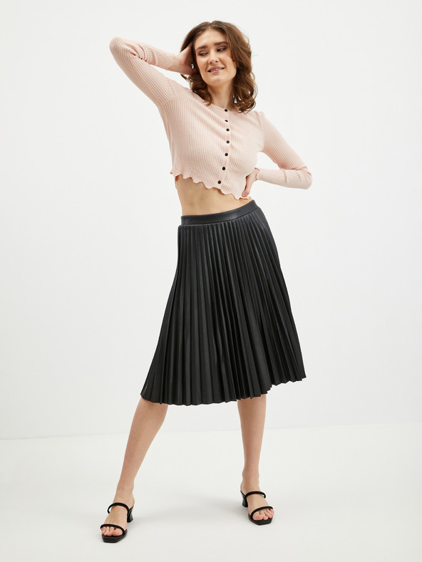 Orsay Schwarzer Damen Kunstleder-Faltenrock ORSAY