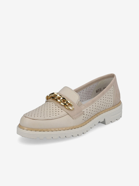 Rieker Beige Damen Leder Loafers Rieker