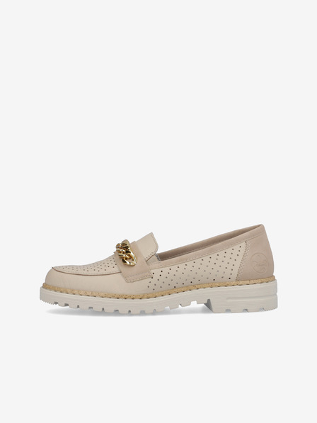Rieker Beige Damen Leder Loafers Rieker