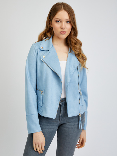 Orsay Hellblaue Damen-Lederjacke in Wildleder-Optik von ORSAY