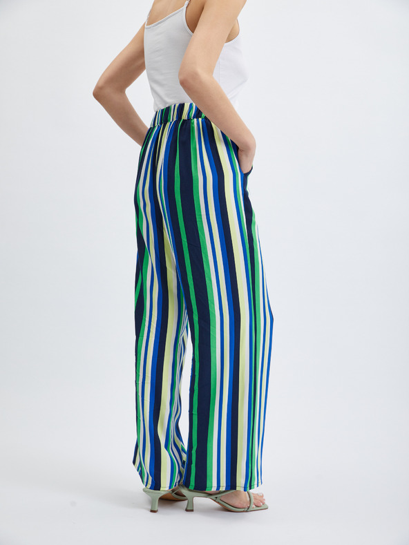 Orsay Grün und blau gestreifte weite Damenhose ORSAY