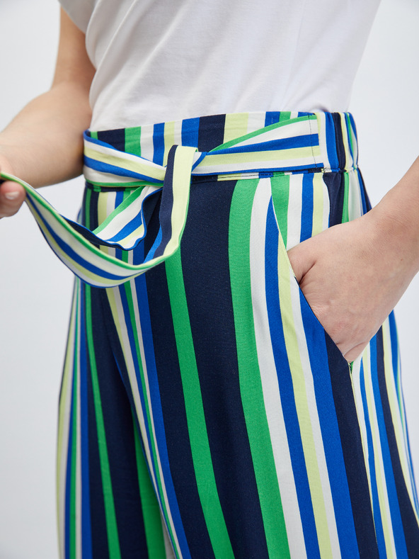 Orsay Grün und blau gestreifte weite Damenhose ORSAY