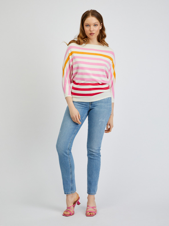 Orsay Rosa-cremefarbener gestreifter Damenpullover von ORSAY