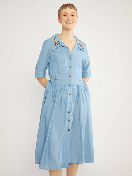 Blutsgeschwister Hellblaues Damen Shirtkleid Blutsgeschwister