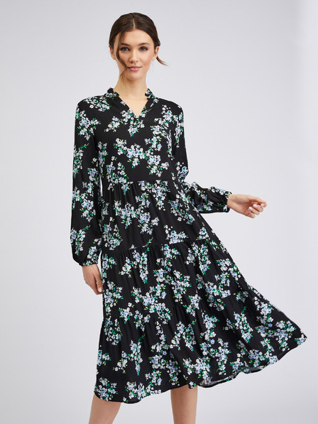Orsay Schwarzes Damen-Blumenkleid ORSAY