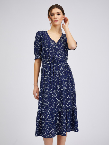 Orsay Dunkelblau gepunktetes Damenkleid von ORSAY