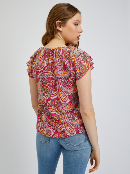 Orsay Rot und rosa gemusterte Damenbluse ORSAY